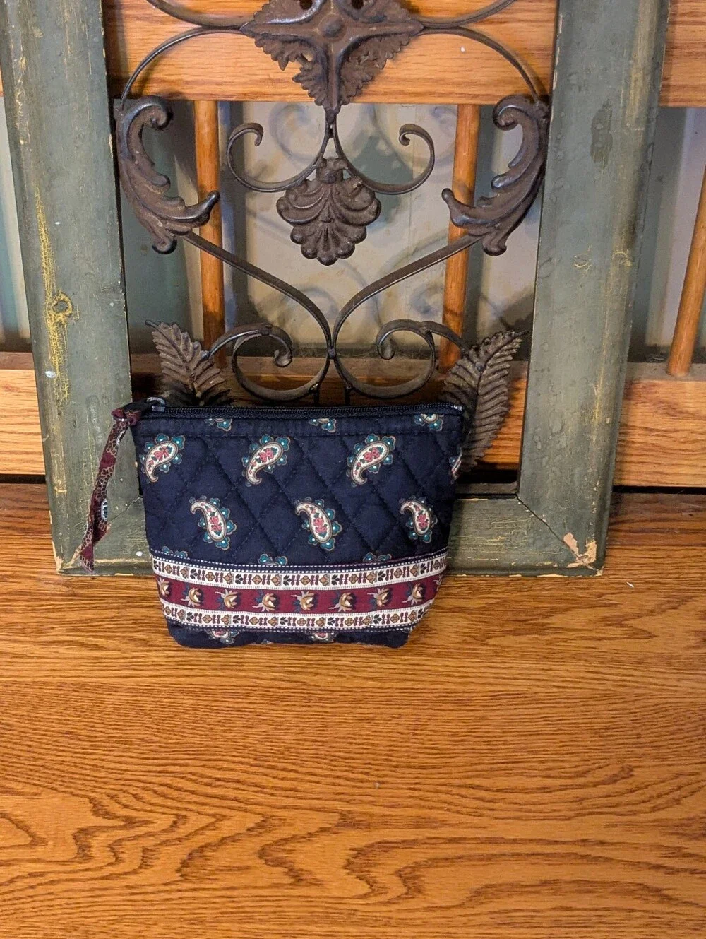 Vera Bradley Retired Navy Paisley Quilted Cosmetic Bag